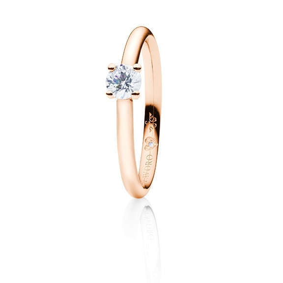 Ring "Diamante in Amore" 750RG 4-er Krappe, 1 Diamant Brillant-Schliff 0.33ct TW/vs1, GIA Zertifikat, 1 Diamant Brillant-Schliff 0.005ct TW/vs1
