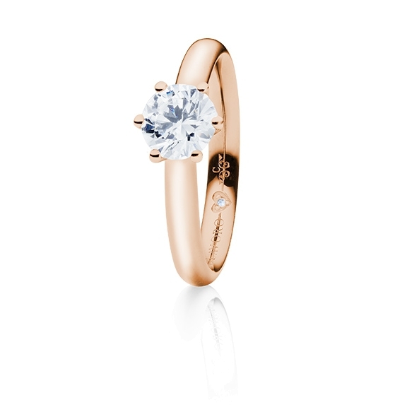 Ring "Diamante in Amore" 750RG 6-er Krappe, 1 Diamant Brillant-Schliff 0.75ct TW/vs1 GIA Zertifikat, 1 Diamant Brillant-Schliff 0.005ct TW/vs1