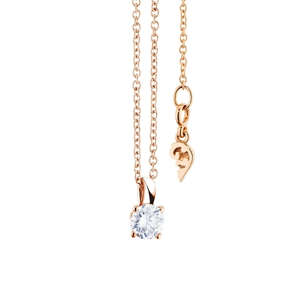 Collier "Diamante in Amore" 750RG 4-er Krappe, Schlaufe, 1 Diamant Brillant-Schliff 0.25ct TW/vs1, Länge 45.0 cm, Zwischenöse bei 42.0 cm