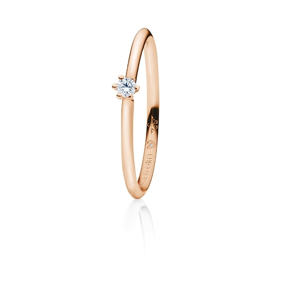Ring "Diamante in Amore" 750RG 6-er Krappe, 1 Diamant Brillant-Schliff 0.05ct TW/vs1, 1 Diamant Brillant-Schliff 0.005ct TW/vs1