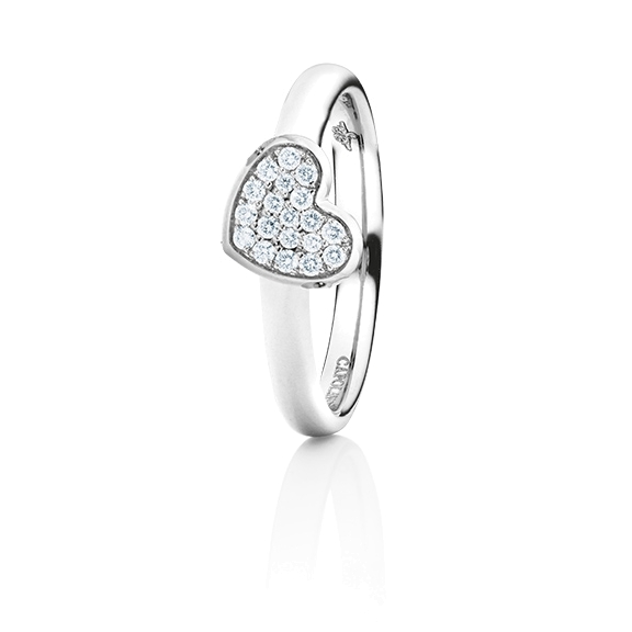 Ring "Dolcini Herz klein" 750WG, 19 Diamanten Brillant-Schliff 0.08ct TW/vs1