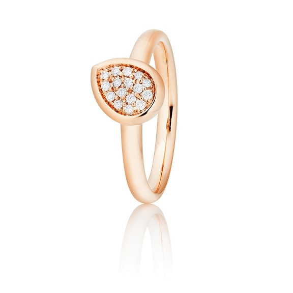 Ring "Dolcini Tropfen klein" 750RG, 16 Diamanten Brillant-Schliff 0.07ct TW/vs1