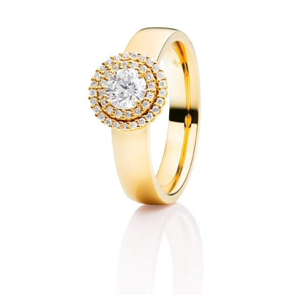 Ring "Brillantissimo" 750GG, 1 Diamant Brillant-Schliff 0.50ct TW/si, 41 Diamanten Brillant-Schliff 0.16ct TW/si