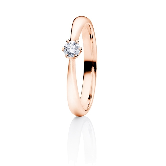 Ring "Classico" 750RG 6-er Krappe, 1 Diamant Brillant-Schliff 0.25ct TW/si