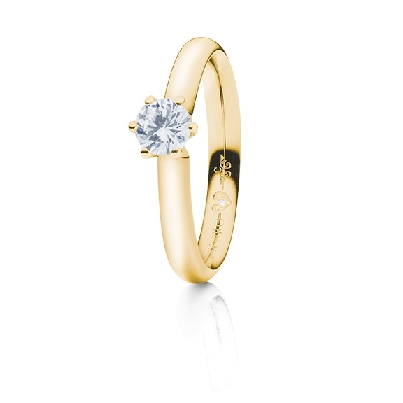 Ring "Diamante in Amore" 750GG 6-er Krappe, 1 Diamant Brillant-Schliff 0.50ct TW/vs1 GIA Zertifikat, 1 Diamant Brillant-Schliff 0.005ct TW/vs1