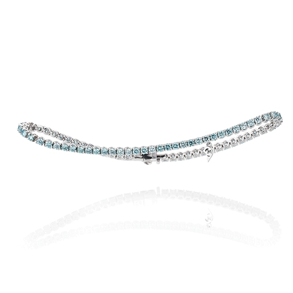 Armband Riviere "Classico" 750WG, 71 Diamanten Brillant-Schliff 2.80ct ice-blue beh., Länge 18.0 cm