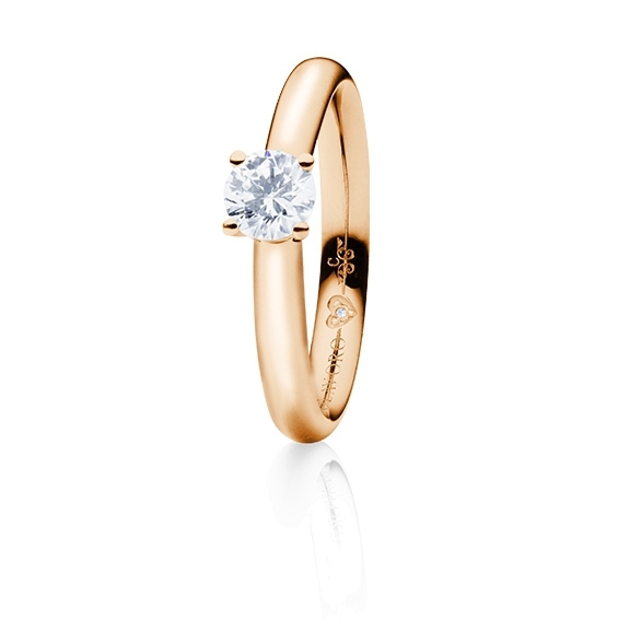 Ring "Diamante in Amore" 750RG 4-er Krappe, 1 Diamant Brillant-Schliff 0.50ct TW/vs1 GIA Zertifikat, 1 Diamant Brillant-Schliff 0.005ct TW/vs1