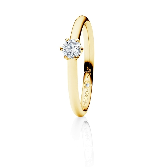 Ring "Endless Love" 750GG 6-er Krappe, 1 Diamant Brillant-Schliff 0.30ct TW/vs1 GIA Zertifikat, 1 Diamant Brillant-Schliff 0.005ct TW/vs1