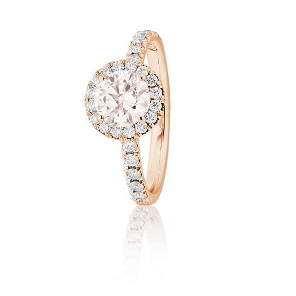 Ring "Shades of Love" 750RG, 1 Diamant Brillant-Schliff 1.00ct J/vs1 ex/ex/ex none GIA Zertifikat, 42 Diamanten Brillant-Schliff 0.48ct TW/vs1, 1 Diamant Brillant-Schliff 0.005ct TW/vs1