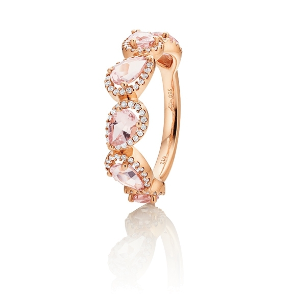 Ring "Jennifer x Espressivo" 750RG, Morganit facettiert 6x4 mm ca. 1.80ct, 102 Diamanten Brillant-Schliff 0.21ct TW/si1