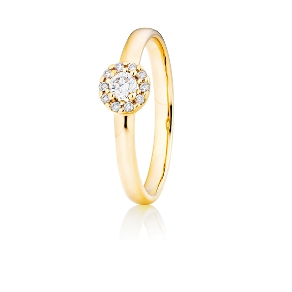 Ring "Magnifico" 750GG, 1 Diamant Brillant-Schliff 0.10ct TW/si1, 10 Diamanten Brillant-Schliff 0.04ct TW/si1