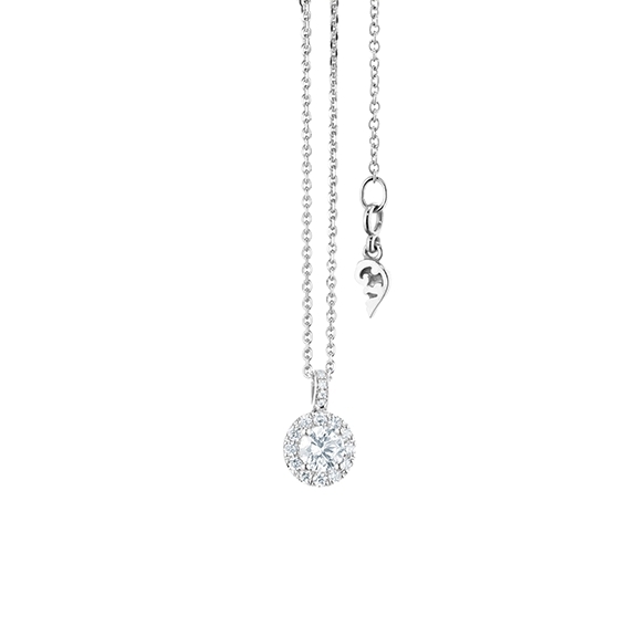Collier "Shades of Love" 750WG, 1 Diamant Brillant-Schliff 0.30ct TW/si1 mit GIA Zertifikat, 17 Diamanten Brillant-Schliff 0.09ct TW/vs1, Kette Anker 45/52cm