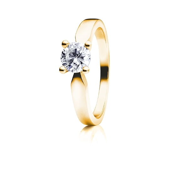 Ring "Classico" 750GG 4-er Krappe, 1 Diamant Brillant-Schliff 0.05ct TW/si