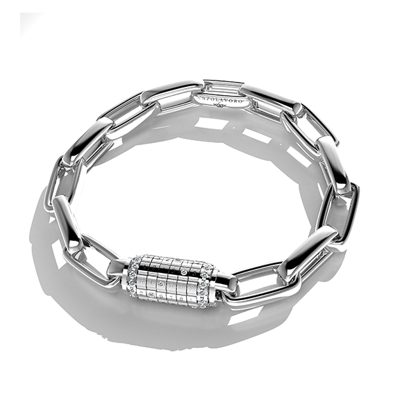 Armband "Love Lock" 750WG, 40 Diamanten Brillant-Schliff ca. 0.80ct TW/vs, Innenumfang 17.0 cm