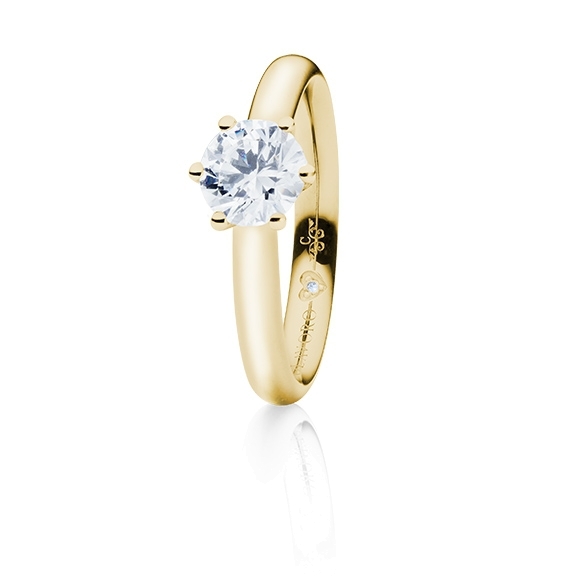 Ring "Diamante in Amore" 750GG 6-er Krappe, 1 Diamant Brillant-Schliff 0.75ct TW/vs1 GIA Zertifikat, 1 Diamant Brillant-Schliff 0.005ct TW/vs1