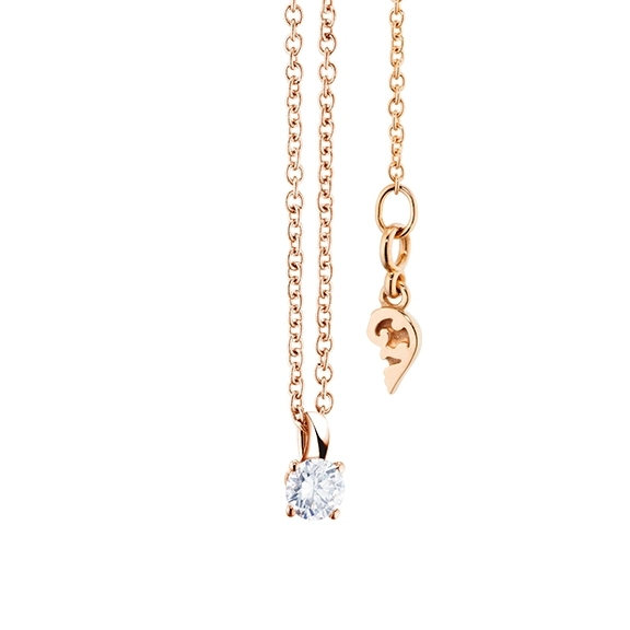 Collier "Diamante in Amore" 750RG 4-er Krappe, Schlaufe, 1 Diamant Brillant-Schliff 0.15ct TW/vs1, Länge 45.0 cm, Zwischenöse bei 42.0 cm