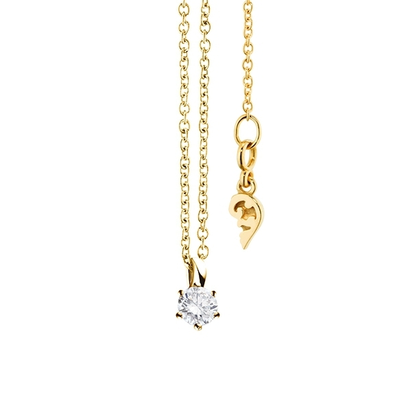 Collier "Diamante in Amore" 750GG 6-er Krappe, Schlaufe, 1 Diamant Brillant-Schliff 0.15ct TW/vs1, Länge 45.0 cm, Zwischenöse bei 42.0 cm