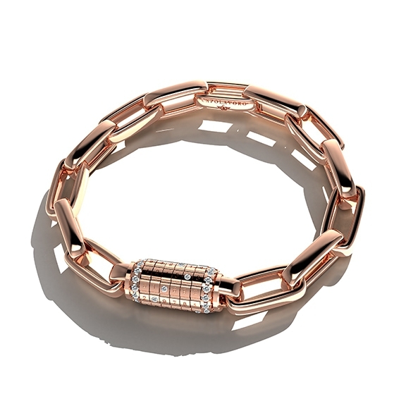 Armband "Love Lock" 750RG, 40 Diamanten Brillant-Schliff ca. 0.80ct TW/vs, Innenumfang 17.0 cm