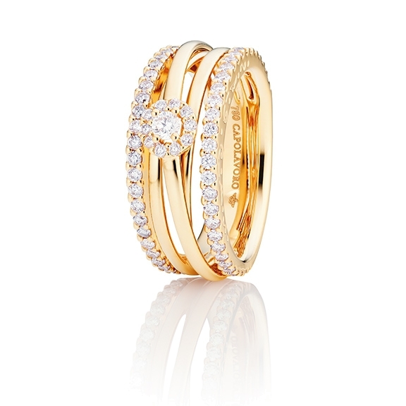 Ring "Magnifico" 750GG, 1 Diamant Brillant-Schliff 0.10ct TW/si, 68 Diamanten Brillant-Schliff 0.91ct TW/si