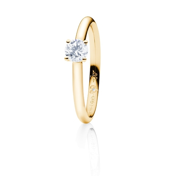 Ring "Diamante in Amore" 750GG 4-er Krappe, 1 Diamant Brillant-Schliff 0.40ct TW/vs1 GIA Zertifikat, 1 Diamant Brillant-Schliff 0.005ct TW/vs1