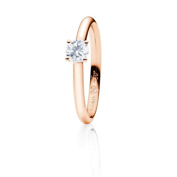 Ring "Diamante in Amore" 750RG 4-er Krappe, 1 Diamant Brillant-Schliff 0.40ct TW/vs1 GIA Zertifikat, 1 Diamant Brillant-Schliff 0.005ct TW/vs1