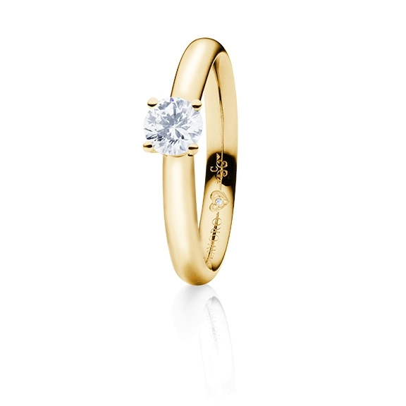 Ring "Diamante in Amore" 750GG 4-er Krappe, 1 Diamant Brillant-Schliff 0.50ct TW/vs1 GIA Zertifikat, 1 Diamant Brillant-Schliff 0.005ct TW/vs1