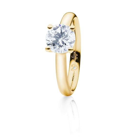 Ring "Diamante in Amore" 750GG 4-er Krappe, 1 Diamant Brillant-Schliff 1.00ct TW/vs1 GIA Zertifikat, 1 Diamant Brillant-Schliff 0.005ct TW/vs1