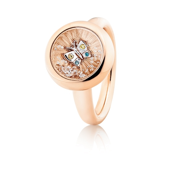 Billion Dreams "Dreamys" Ring rund mini mit einem Schmetterling 750RG/WG, 56 Diamanten Brillant-Schliff 0.29ct TW/vs1, davon 52 schwebend