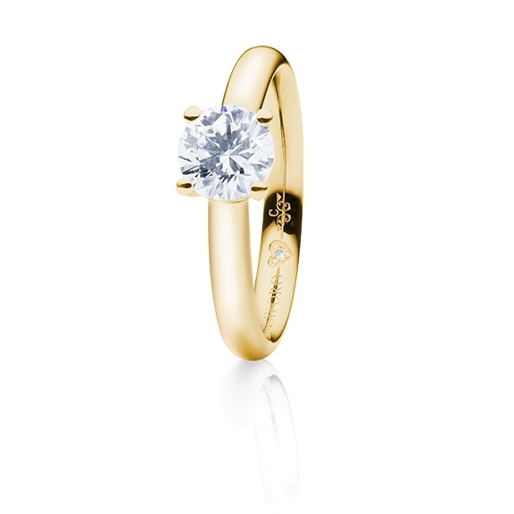 Ring "Diamante in Amore" 750GG 4-er Krappe, 1 Diamant Brillant-Schliff 0.75ct TW/vs1 GIA Zertifikat, 1 Diamant Brillant-Schliff 0.005ct TW/vs1