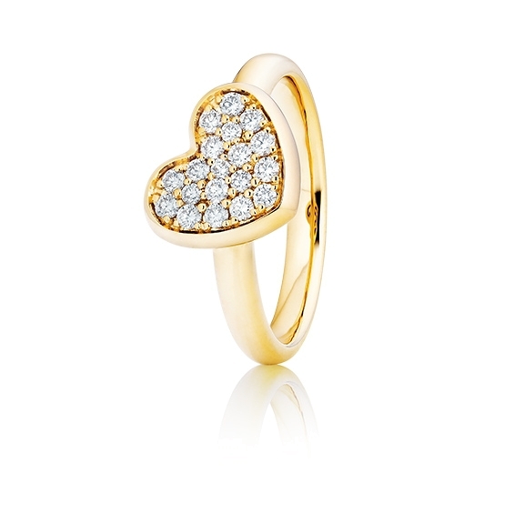 Ring "Dolcini Herz mittel" 750GG, 19 Diamanten Brillant-Schliff 0.27ct TW/vs1