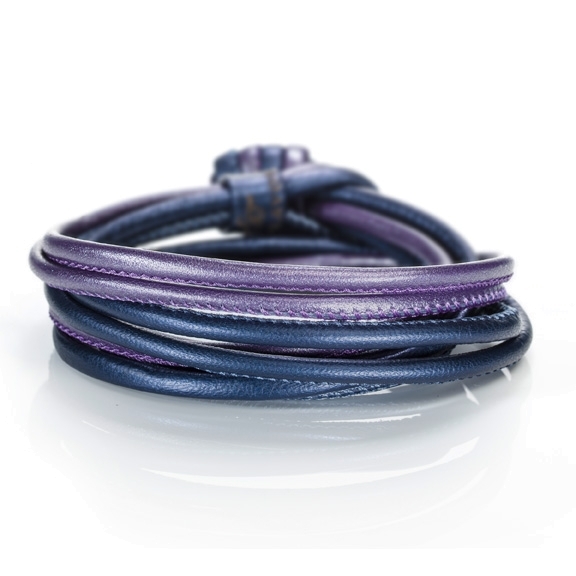 Armband Kalbsleder royal + violett 4-reihig, Ø 3.0 mm, 42.0 cm