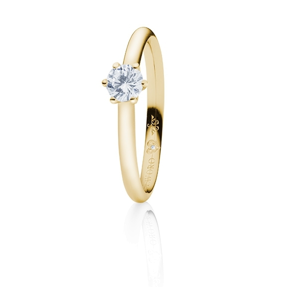 Ring "Diamante in Amore" 750GG 6-er Krappe, 1 Diamant Brillant-Schliff 0.40ct TW/vs1 GIA Zertifikat, 1 Diamant Brillant-Schliff 0.005ct TW/vs1