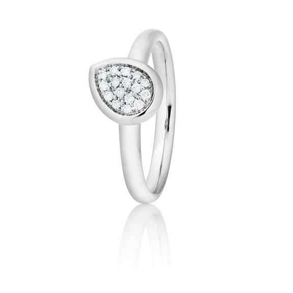 Ring "Dolcini Tropfen klein" 750WG, 16 Diamanten Brillant-Schliff 0.07ct TW/vs1