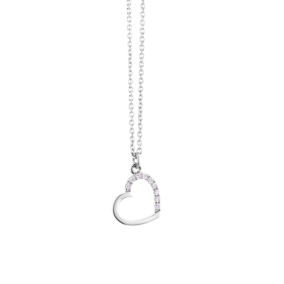 Collier "Joy" Heart 750WG, 9 Diamanten Brillant-Schliff 0.02ct TW/si1, Länge 41.0 cm, Zwischenöse bei 48.0 cm