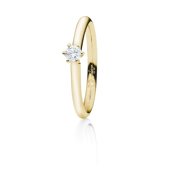 Ring "Diamante in Amore" 750GG 6-er Krappe, 1 Diamant Brillant-Schliff 0.15ct TW/vs1, 1 Diamant Brillant-Schliff 0.005ct TW/vs1