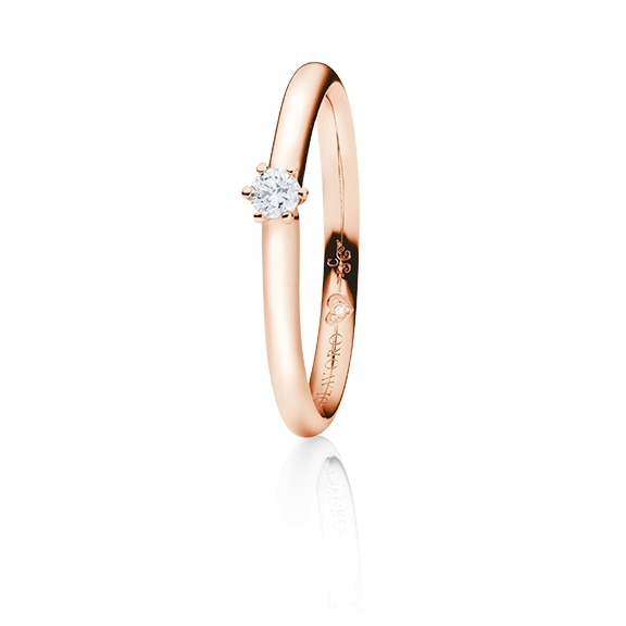 Ring "Diamante in Amore" 750RG 6-er Krappe, 1 Diamant Brillant-Schliff 0.10ct TW/vs1, 1 Diamant Brillant-Schliff 0.005ct TW/vs1