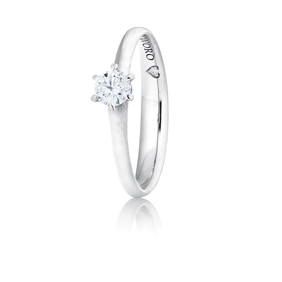 Ring "Destiny" 750WG 6-er Krappe mit seitl. RG-Herz, 1 Diamant Brillant-Schliff 0.33ct TW/si1 GIA Zertifikat, 1 Diamant Brillant-Schliff 0.005ct TW/vs1