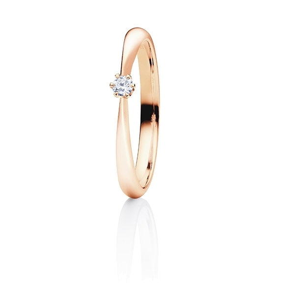 Ring "Classico" 750RG 6-er Krappe, 1 Diamant Brillant-Schliff 0.05ct TW/si
