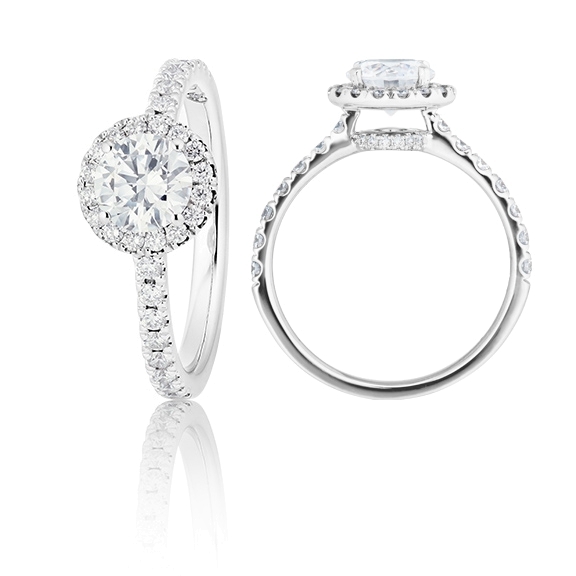 Ring "Shades of Love" 750WG, 1 Diamant Brillant-Schliff 0.40ct TW/si1 GIA Zertifikat, 38 Diamanten Brillant-Schliff 0.41ct TW/vs1, 1 Diamant Brillant-Schliff 0.005ct TW/vs1