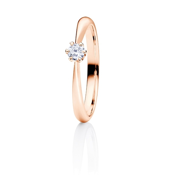 Ring "Classico" 750RG 6-er Krappe, 1 Diamant Brillant-Schliff 0.20ct TW/si