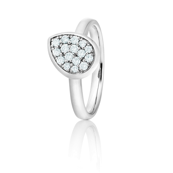 Ring "Dolcini Tropfen mittel" 750WG, 16 Diamanten Brillant-Schliff 0.23ct TW/vs1