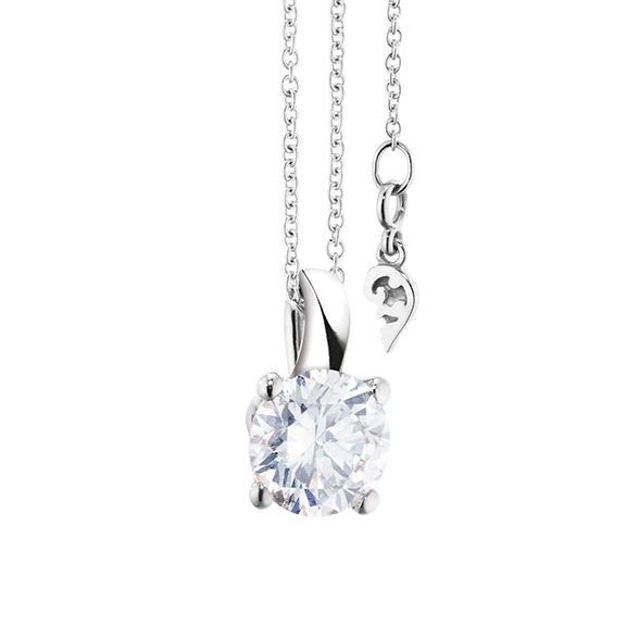 Collier "Diamante in Amore" 750WG 4-er Krappe, Schlaufe, 1 Diamant Brillant-Schliff 1.00ct TW/vs1 GIA Zertifikat, Länge 45.0 cm, Zwischenöse bei 42.0 cm