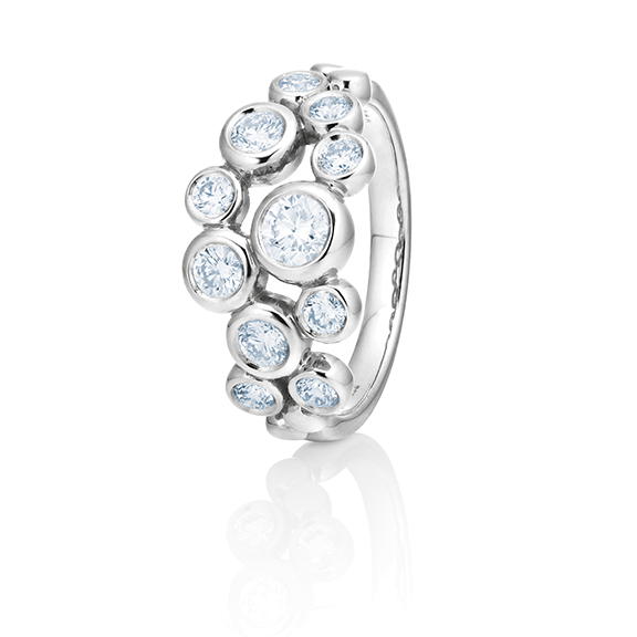 Ring "Prosecco" 750WG, 11 Diamanten Brillant-Schliff 0.90ct TW/vs