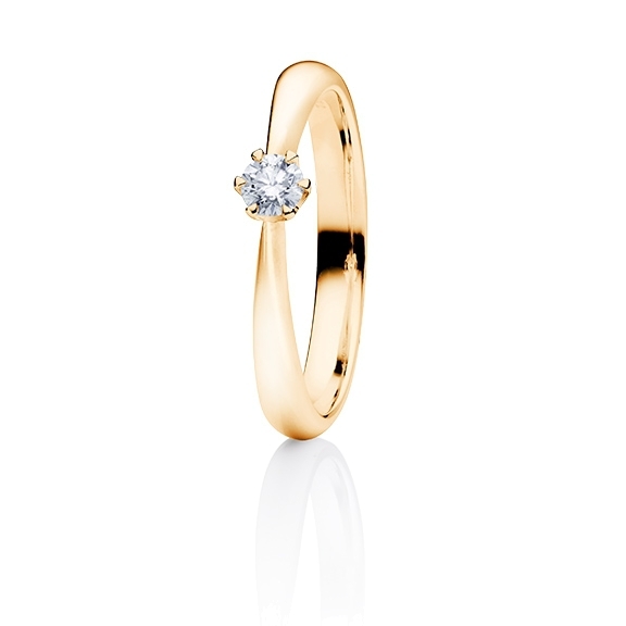 Ring "Classico" 750GG 6-er Krappe, 1 Diamant Brillant-Schliff 0.25ct TW/si
