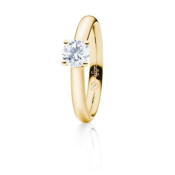 Ring "Diamante in Amore" 750GG 4-er Krappe, 1 Diamant Brillant-Schliff 0.60ct TW/vs1 GIA Zertifikat, 1 Diamant Brillant-Schliff 0.005ct TW/vs1