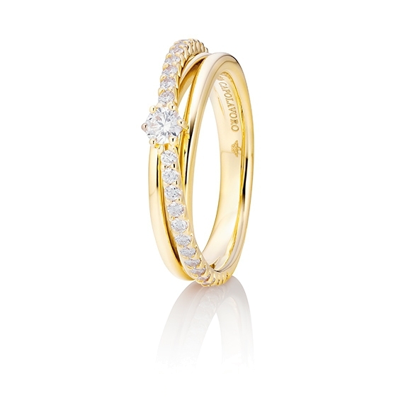 Ring "Magnifico" 750GG,  1 Diamant Brillant-Schliff 0.15ct TW/si, 28 Diamanten Brillant-Schliff 0.39ct TW/si