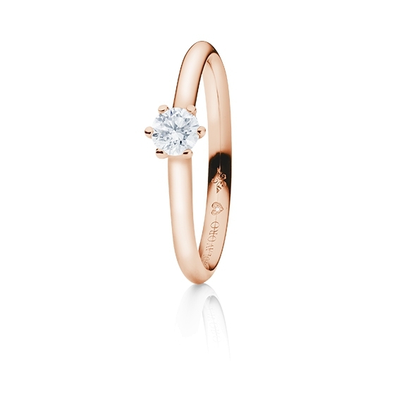 Ring "Diamante in Amore" 750RG  6-er Krappe, 1 Diamant Brillant-Schliff 0.25ct TW/vs1, 1 Diamant Brillant-Schliff  0.005ct TW/vs1