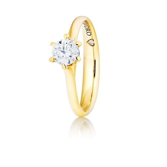 Ring "Destiny" 750GG 6-er Krappe mit seitl. WG-Herz, 1 Diamant Brillant-Schliff 0.25ct TW/si1, 1 Diamant Brillant-Schliff 0.005ct TW/vs1