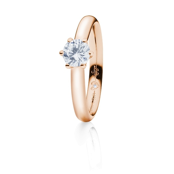 Ring "Diamante in Amore" 750RG 6-er Krappe, 1 Diamant Brillant-Schliff 0.60ct TW/vs1 GIA Zertifikat, 1 Diamant Brillant-Schliff 0.005ct TW/vs1