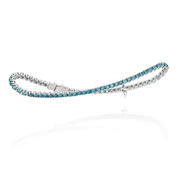 Armband Riviere "Classico" 750WG, 71 Diamanten Brillant-Schliff 2.80ct sky-blue beh., Länge 18.0 cm